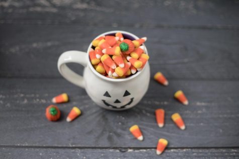 Halloween cup full of candy corn
