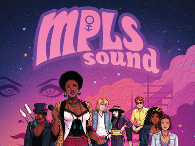 Cover art for Prince tribute graphic novel MPLS Sound by Merideth Laxton 