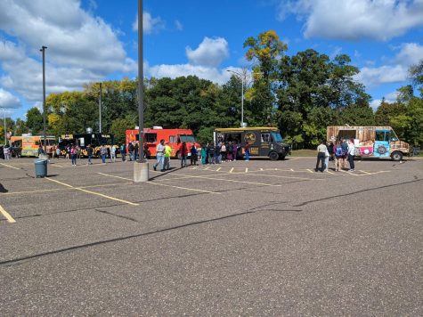 Panoramic view of the Lot E Food Truck Bash.