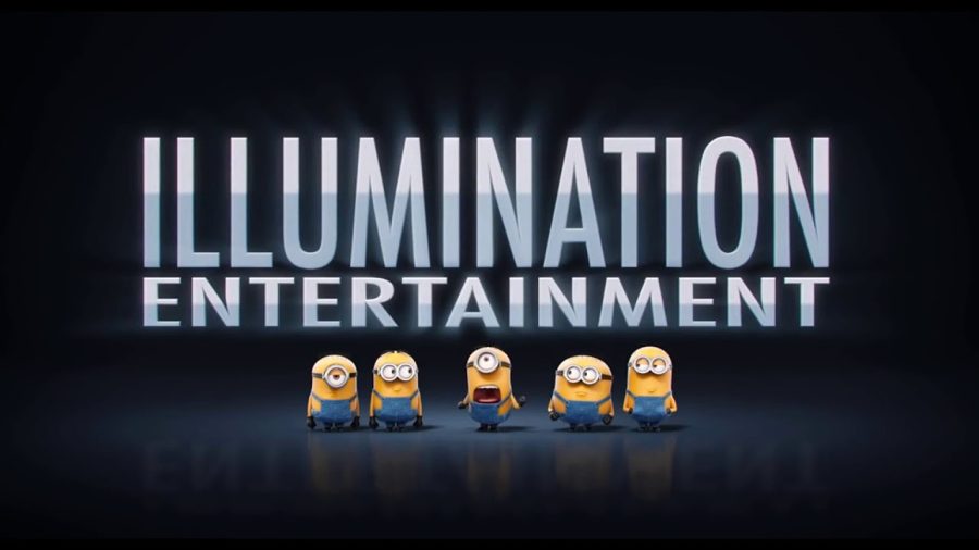 Illumination Entertainment logo with minions. Promotional advertisement.