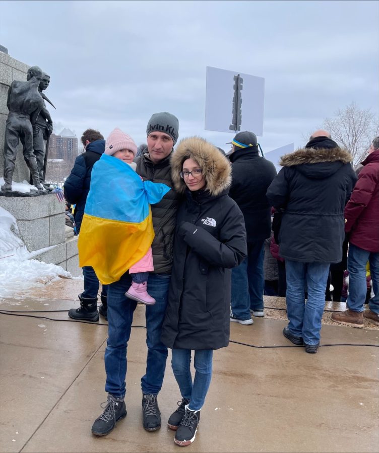 Liuda+and+her+family+in+Minnesota+attending+the+war+on+Ukraine+awareness+rally.