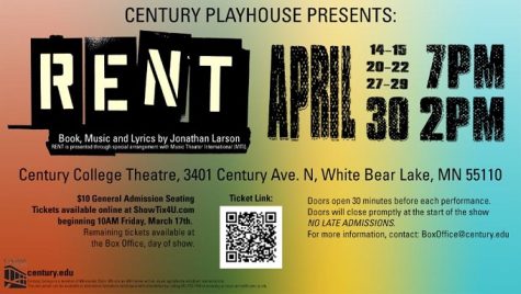 Rent Poster with show dates and QR code.